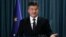 KOSOVO -- EU Special Representative for the Pristina-Belgrade Dialogue Miroslav Lajcak gestures during a press conference following his meeting with Kosovar acting president n Pristina, March 2, 2021