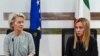 Predsjednica Evropske komisije Ursula von der Leyen i talijanska premijerka Giorgia Meloni posjetile su prihvatni centar za migrante, na sicilijanskom otoku Lampedusa, Italija, 17. septembra 2023.