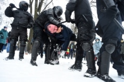 Задержание на акции протеста 31 января в Санкт-Петербурге