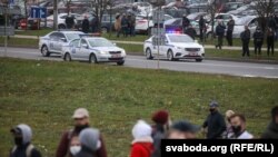 Policijska vozila na novom protestu u Minsku, 1. novembar