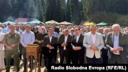 Staša Košarac, Savo Minić i Željko Budimir na skupu u Han Pijesku, 30. augusta 2026.