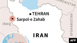 Map locating Sarpol-e Zahab, location of an earthquake in western Iran.