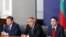 Ministrul rus al energiei, Sergei Shmatko, premierul Boiko Borisov și ministrul bulgar Traicio Traikov după ultima rundă de tratative la Sofia