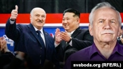Каляж: Аляксандар Лукашэнка, Кім Чэн Ын, Валер Карбалевіч (зьлева направа)