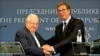 Serbian President Aleksandar Vucic (right) and Israeli President Reuven Rivlin