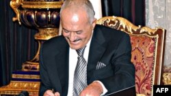 Али Абдалла Салех подписывает план урегулирования политического кризиса в Йемене