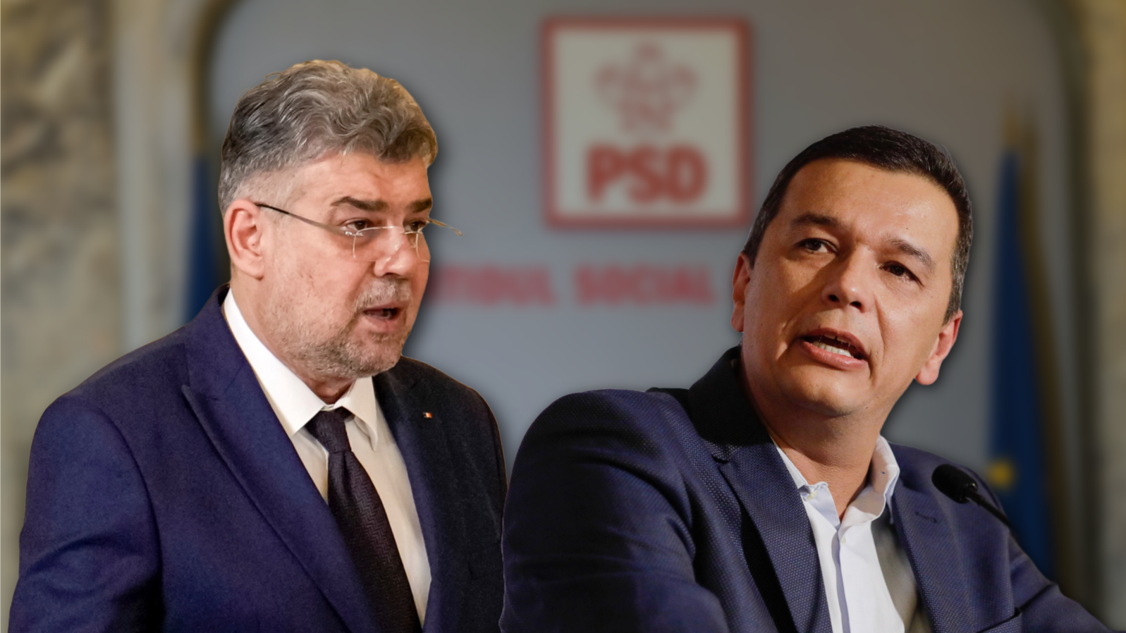Fostul și actualul lider PSD: Marcel Ciolacu și Sorin Grindeanu.