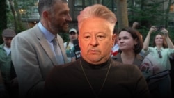 Рэжысэр, грамадзкі дзяяч Мікалай Халезін. Сяргей Ціханоўскі і Сьвятлана Ціханоўская ў Нью-Ёрку. Ілюстрацыйны каляж