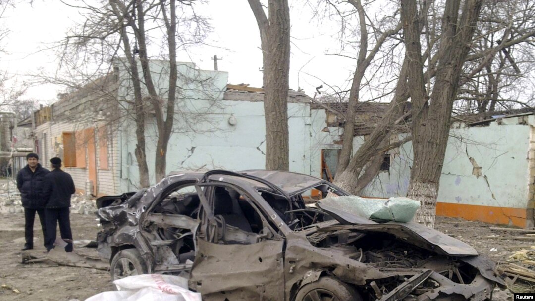 Взорванная машина в Кизляре.
