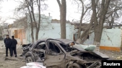 The site of one of the bomb blasts in the Daghestani city of Kizlyar