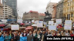 Umirovljenici su na prosvjedu u Zagrebu zatražili povećanje mirovina