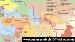 Транскаспійський газопровід, що об’єднав би Туркменистан та Азербайджан і дозволив постачати туркменський газ до вже діючого Південнокавказького, зробивши його джерелом наповнення газопроводу «Набукко». Росія заблокувала будівництво цього газогону