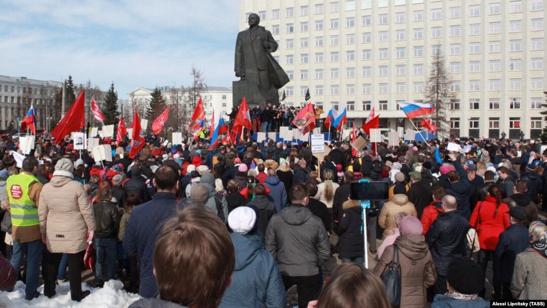 Митинг против ввоза мусора из московского региона на территорию Архангельской области, Архангельск, 7 апреля 2019 года 