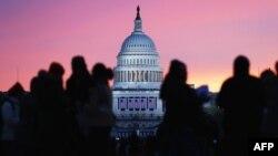 Clădirea Capitoliului din Washington D.C. înainte de ceremonia inaugurării președintelui Barack Obama în al doilea mandat, 21 ianuarie 2013.