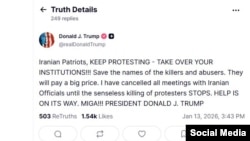 پست شبکه‌های اجتماعی ترامپ در جنوری ۲۰۲۶