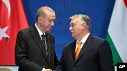 Turski predsednik Redžep Tajip Erdoan i mađarski premijer Viktor Orban na sastanku u Budimpešti, 18. decembar 2023.