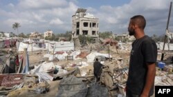 ალ-მავასის ადგილნაცვალ პირთა ბანაკი ხან-იუნისის მახლობლად. 14 ივლისი, 2024. 