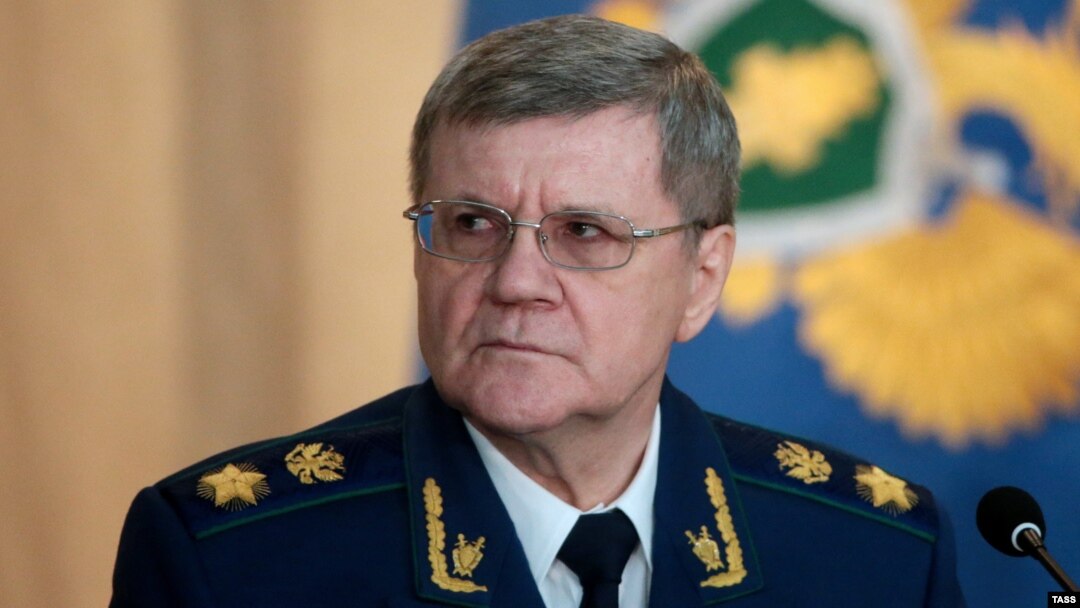 Russian Prosecutor-General Yury Chaika attends an extended meeting of the Prosecutor-General's Office board in Moscow on March 23.