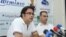 Armenia -- RiseUp Armenia activists Andrias Ghukasian (L) and David Hovanissian at a press conference in Yerevan. 07Aug., 2015