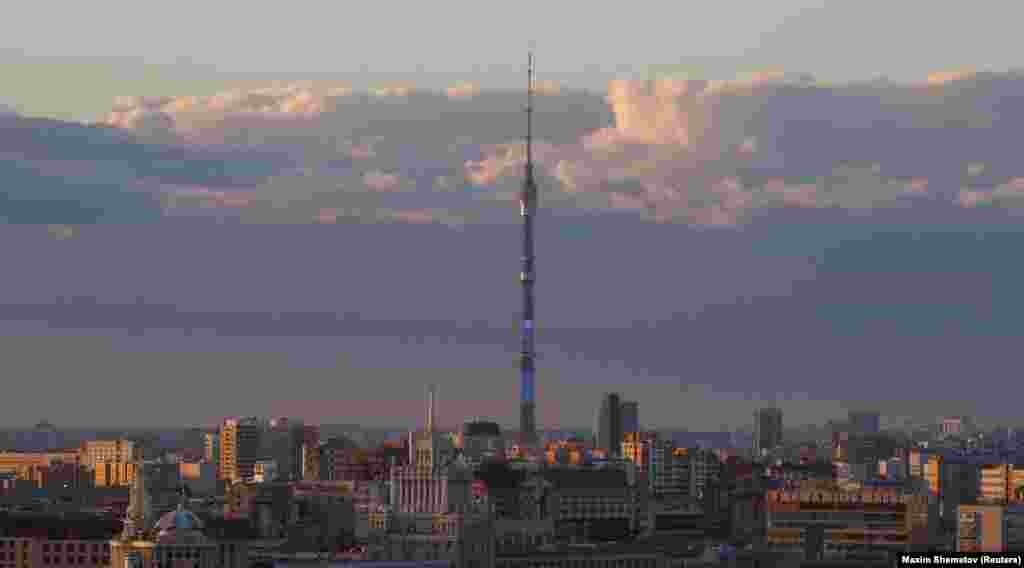 Ostankino TV tower in Moscow.