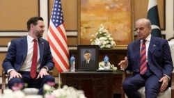 US Vice President JD Vance (left) meets with Pakistani Prime Minister Shehbaz Sharif in Islamabad on April 11.