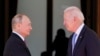 ABŞ-nyň prezidenti Jo Baýden we Russiýanyň prezidenti Wladimir Putin (çepde) Ženewada duşuşýar. 16-njy iýun, 2021.