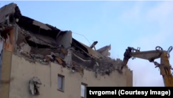 Працы ў пашкоджаным выбухам доме. Гомель, 22 сьнежня 2025 году