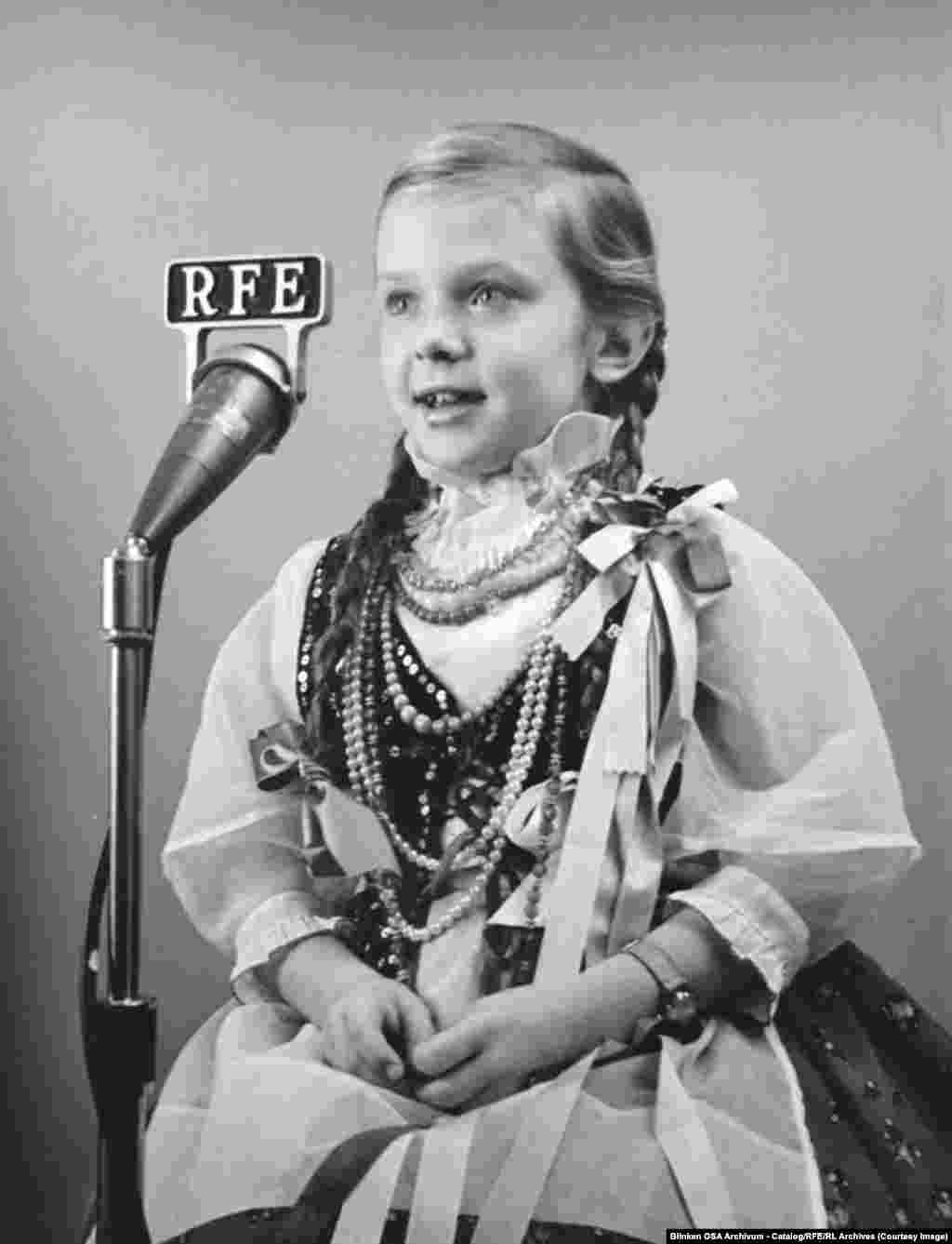 A Polish girl records a message to her countrymen and women living under communism.As well as reporting the news, RFE and RL kept audiences entertained with the latest music and cultural programs in the languages of the target audiences.