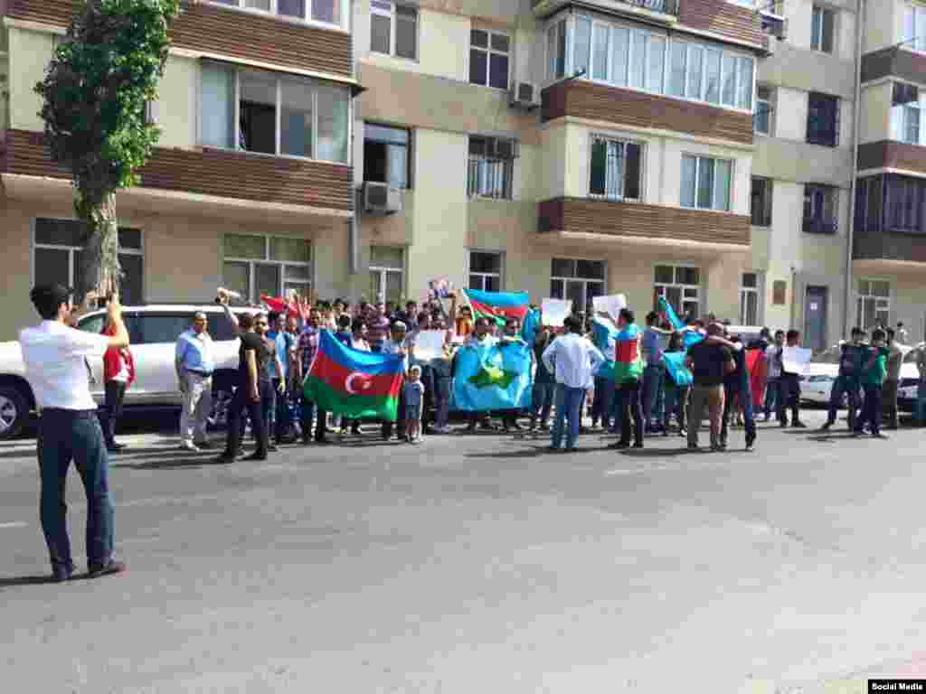 Azerbaijan. Baku. Protest action in front of China Ambassador in Baku