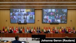 Министрите за надворешни работи на НАТО одржуваат онлајн состанок на Северноатлантскиот совет во седиштето на Алијансата, Брисел, 1 јуни 2021 година