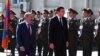 Armenia -- Prime Minister Nikol Pashinian (L) and his Georgian counterpart Giorgi Gakharia inspect an Armenian honor guard at a welcoming ceremony in Yerevan, October 15, 2019.