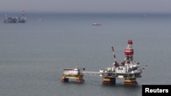 Нефтено-газовото находище „Филановски“, собственост на „Лукойл“, в Каспийско море. Снимката е от 2018 г.