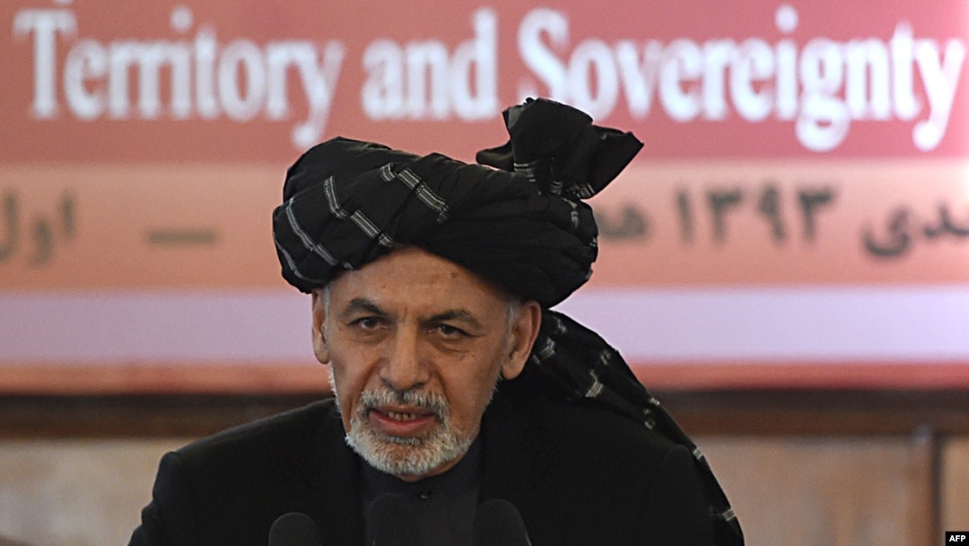 Afghan President Ashraf Ghani addresses an event at the Presidential Palace in Kabul on January 1.