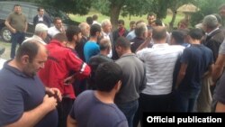 Armenia - Agriculture Minister Sergo Karapetyan visits a village hit by a powerful hailstorm, 11 Jul2016 