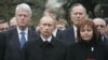 Похороны Бориса Ельцина, 25 апреля 2007 г.: Билл Клинтон, Джордж Буш-старший, Владимир Путин и его тогдашняя супруга Людмила 