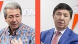 Kyrgyzstan. Leader Party Ak Shumkar Temir Sariev and Leader of the Butun Kyrgyzstan Party Adahan Madumarov.