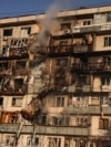UKRAINE -- The consequences of the massive attack on Kyiv, Desnyanskyi district (Prospekt Lisovyi), November 14, 2025