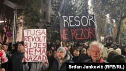 Protest protiv nasilja i zahtjev za ostavku čelnih ljudi bezbjednosnog sektora u Podgorici, Crna Gora, 16. januar.