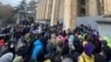 Protesters gathered outside the parliament building in Tbilisi and pelted the building with egg on November 25.