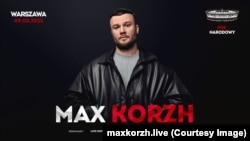 Афіша канцэрта Макса Каржа ў Варшаве. 