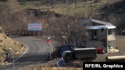 A Russian military post on a highway running along the Armenian-Azerbaijani border.