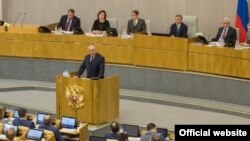 Președintele Igor Dodon vorbind în Duma de Stat la Moscova