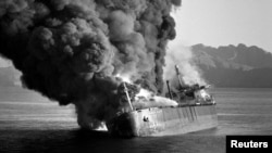 Горящий танкер в Ормузском проливе, 1987 год