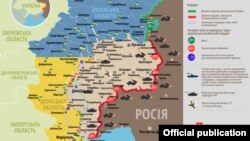 Harta zonelor de conflict în Donbas, 18 ianuarie 2018
