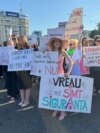 Romania - Protest. A pregnant young woman is killed in the street by a man who had abused her since she was 14. Bucharest, June 3, 2025