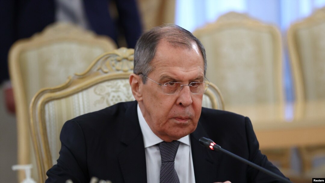 Ministrul rus de Extnere, Serghei Lavrov (decupaj de la o întâlnire cu omologul său european, Josep Borell).