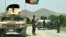 Afghan National Army soldiers patrol the Shah Wali Kot district of Kandahar Province.