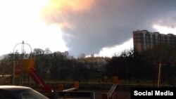 Пожар на на складе в Санкт-Петербурге. 17 октября 2015 года.

