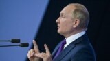 Russian President Putin attends a news conference in Moscow