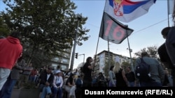 Србија - Протест за поддршка на студентот Богдан Јовичиќ пред Правниот факултет во Белград, 18 септември 2025 година.